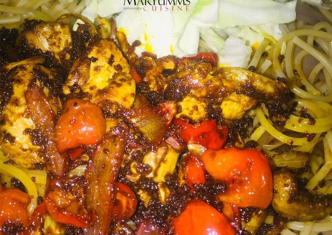 Simple Way to Make Quick PASTA AND PALMOIL LEMON CHICKEN SAUCE🌶 by maryumms_cuisine🌸