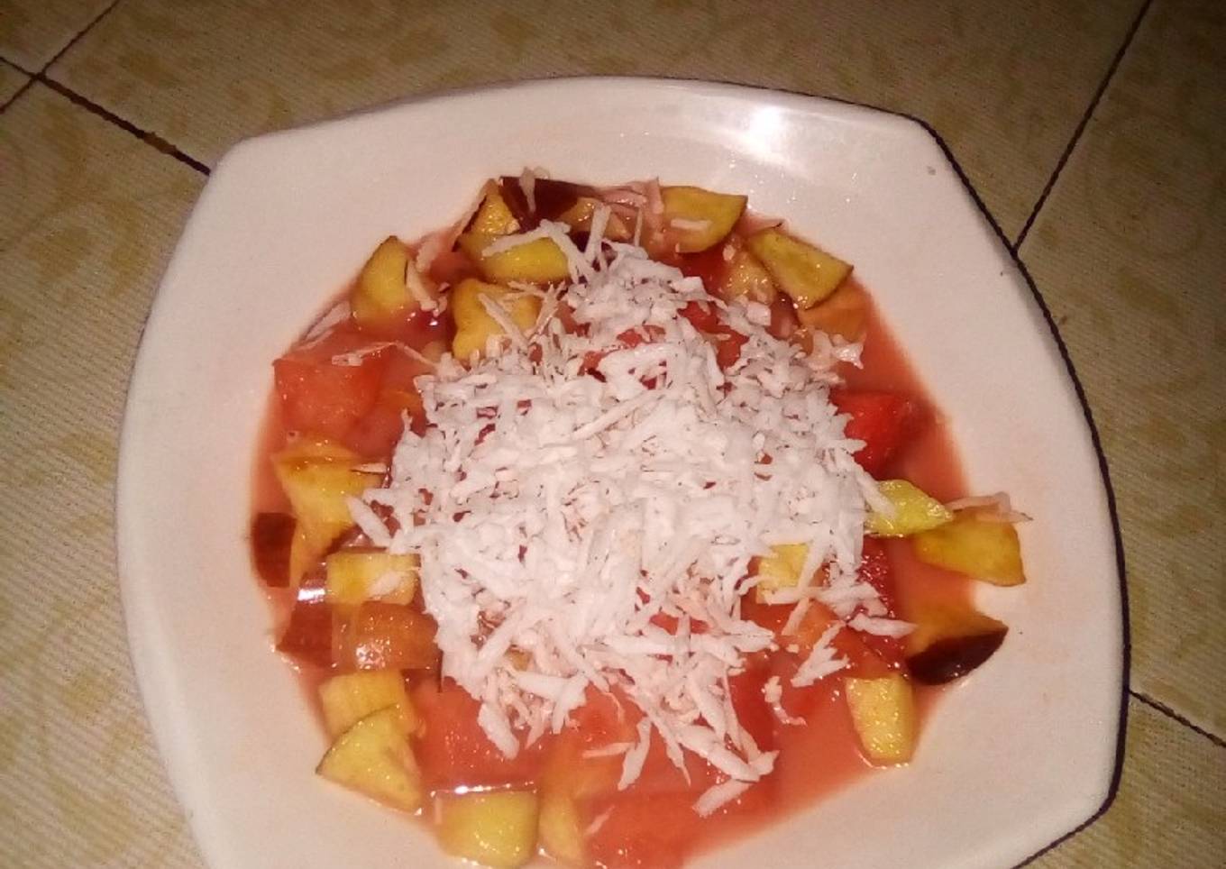 Coconut fruits salad