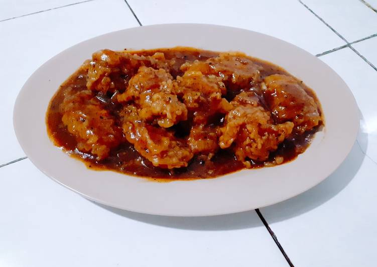 Langkah Mudah untuk Membuat Chicken wings with black paper sauce, Bikin Ngiler