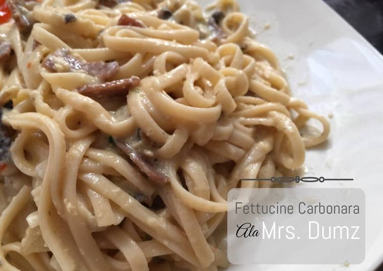 Cara Gampang Membuat 01. Fettucine Carbonara Sedap Nikmat, Enak Banget