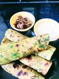 Methi gur til thepla with gobhi shaljam gajar achar and dahi