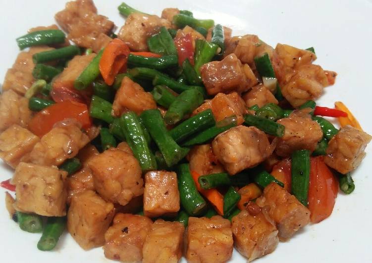 Tumis tempe kacang saos tiram