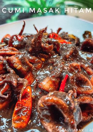 Foto resep Cumi masak hitam (cumi tinta)