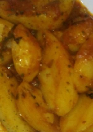 صورة لوصفة بطاطا حار وخفيف بدون لحم 🍜🌶️