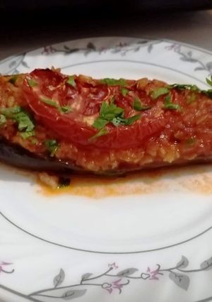 O poză a rețetei Vinete umplute cu orez (la cuptor) - aperitive.