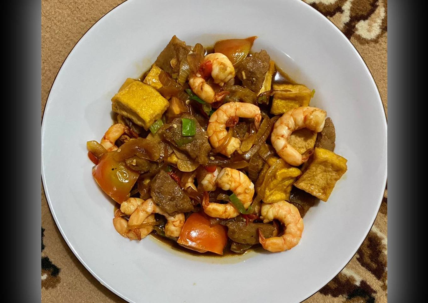 Oseng-oseng Udang Bakso Tahu