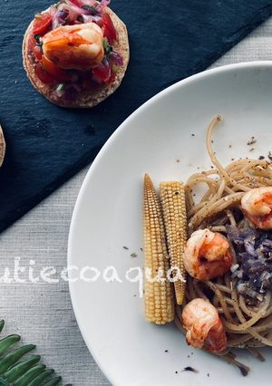 香蒜清炒鮮蝦義大利麵 的食譜成品照片