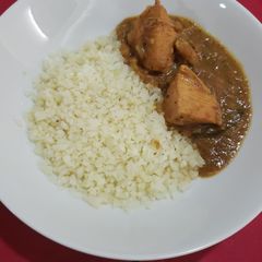 A picture of Slow cooked Authentic Andhra Curry & cauliflower rice(keto).