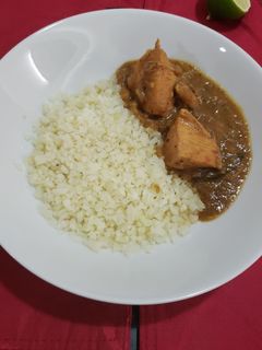 A picture of Slow cooked Authentic Andhra Curry & cauliflower rice(keto).