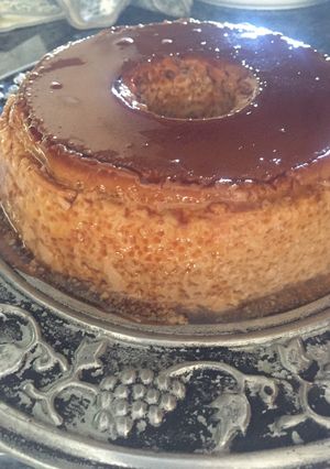 Una foto de Flan de leche chocolatada