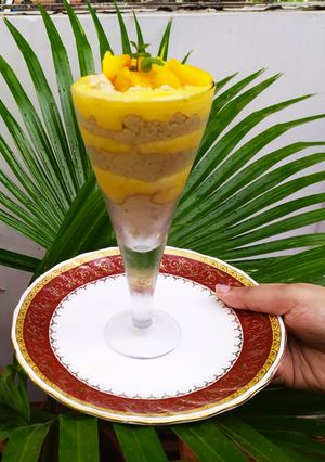 A picture of Mango Serraadura/ pudding.