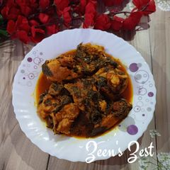 A picture of Andhra Gongura Chicken.