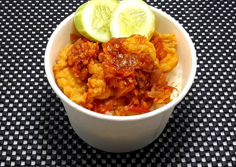 DICOBA! Resep Rice Bowl - Ayam Geprek Filet menu masakan harian