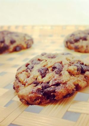 A picture of Nutella Stuffed-Brown Buttered-Double Chocolate chips-Sea Salted OMG Cookies.