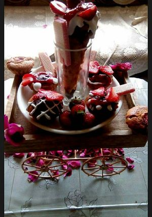 A picture of #Baking.... Recipe no 3..Strawberry Muffins with cone.