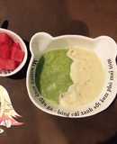 Soup đậu gà - bông cải xanh sốt kem phô mai tôm - bé ăn dặm