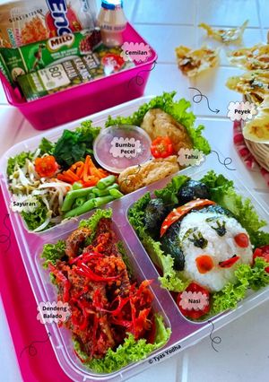 Foto resep Bekal Komplit Ala Tradisional Nasi Pecel, Dendeng Balado & Peyek Kacang