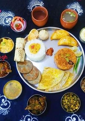 A picture of Kaju Puranpoli "Maharastian thali".