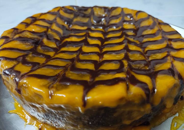 Traditional recipe of cake chocolate mango cake