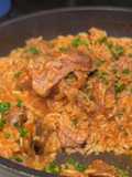 Arroz malandrinho com carne de porco