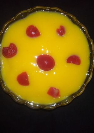 A picture of Custard Mango Puding.