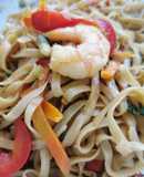Fideos con camarones