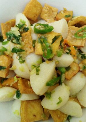 Foto resep Tumis bakso ikan + tahu