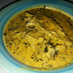 A picture of Egusi soup with bitterleaf.