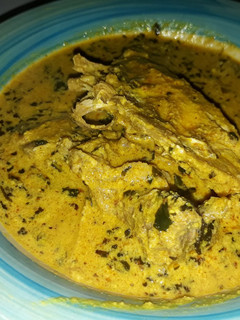 A picture of Egusi soup with bitterleaf.