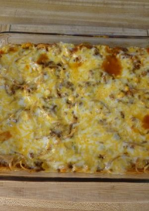 A picture of Maw Maws Spaghetti Pie Casserole.