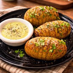 A picture of Hassleback Potatoes.