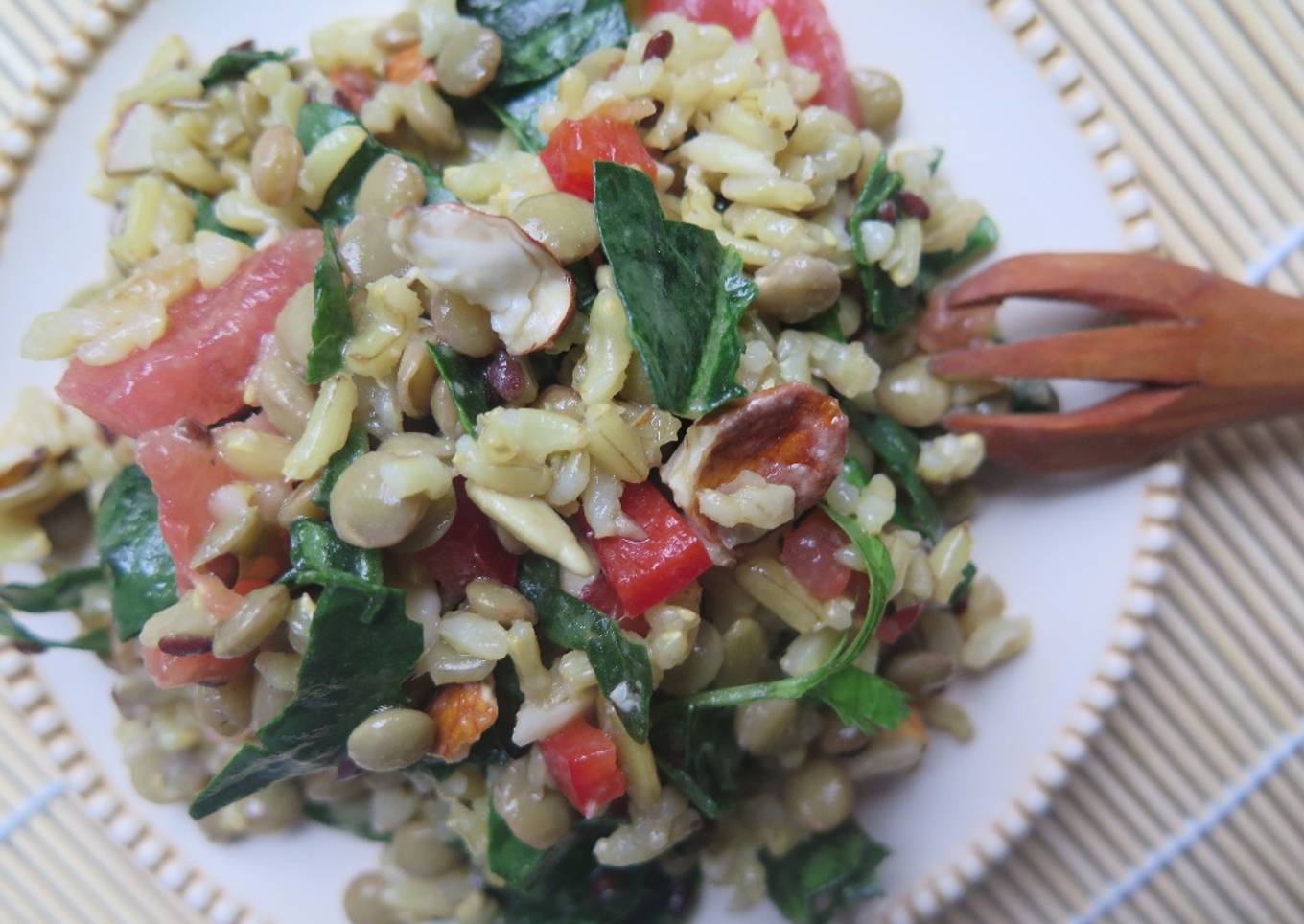Ensalada Fría de Lentejas y Arroz Integral
