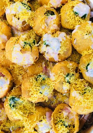 A picture of Dahi puri chaat.