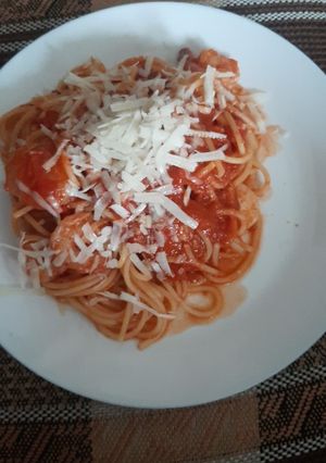 O poză a rețetei Spaghetti cu creveți.