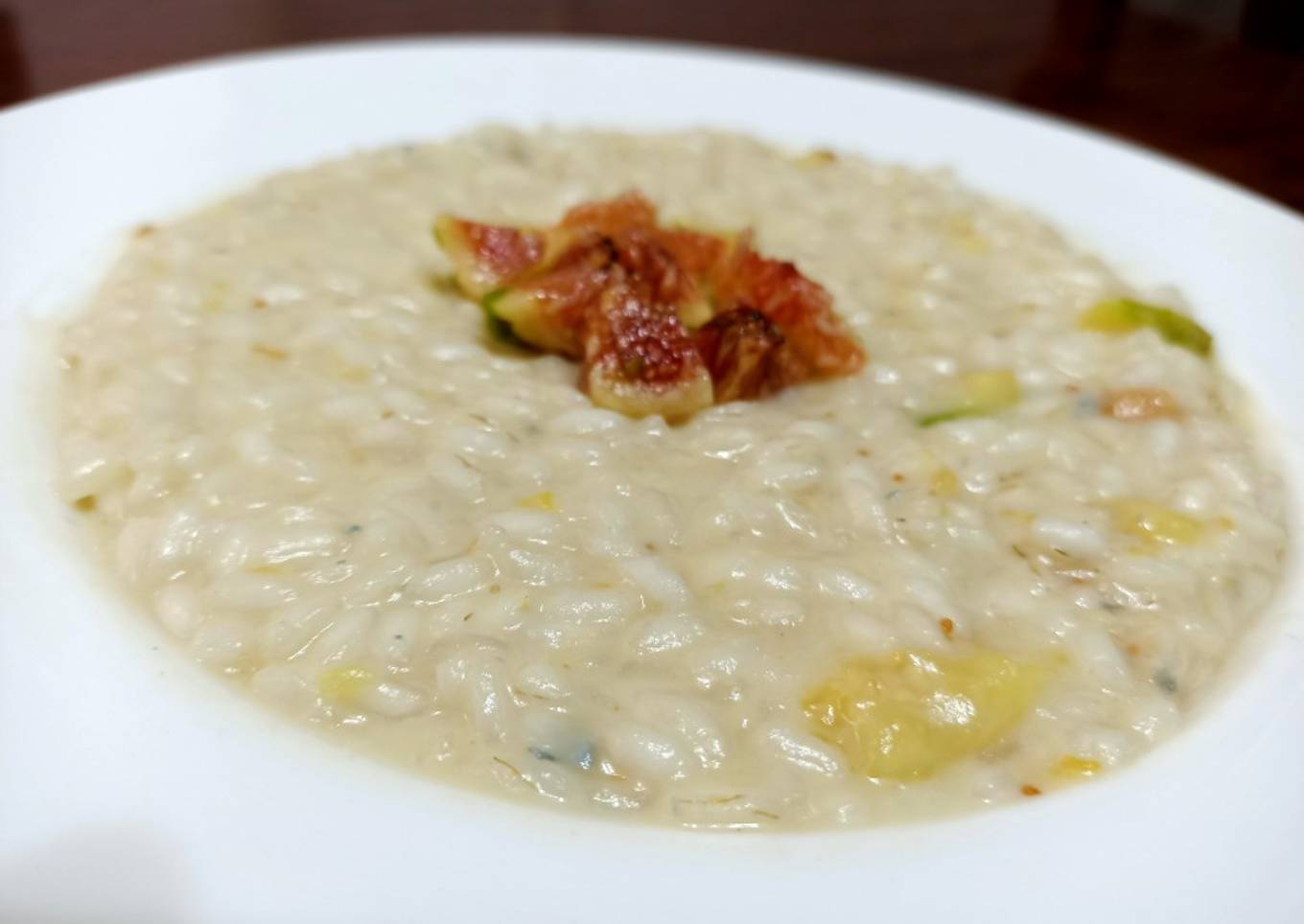 Risotto queso gorgonzola y higos frescos