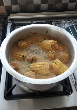 A picture of Maize in coconut milk n ground peanuts!!!.