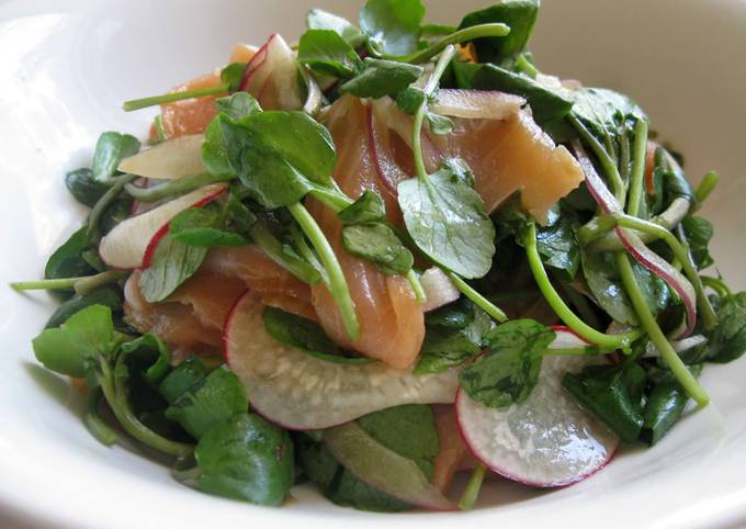 Watercress Salmon Salad with Wasabi Dressing