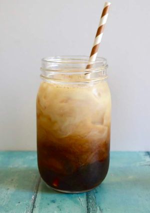A picture of Iced Latte with Homemade Cinnamon Syrup.