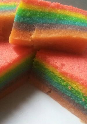 Foto resep Bolu Rainbow santan gurih