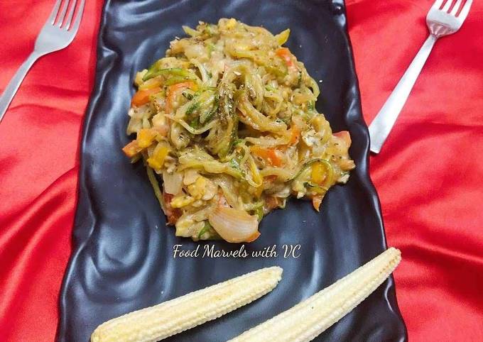 Recipe of Homemade Bottleguard/ Zucchini noodles in white sauce