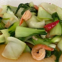 Stir Fried Baby Pak Choi with Prawns A picture of Stir Fried Baby Pak Choi with Prawns.