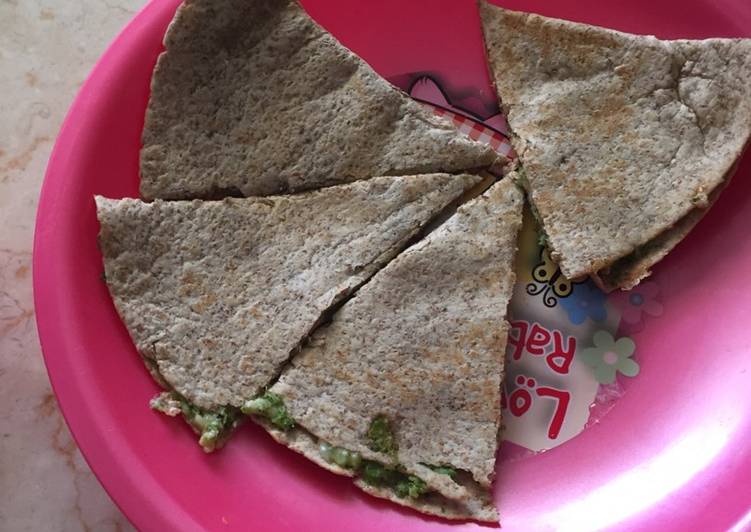 Broccoli and cheese quesadilla