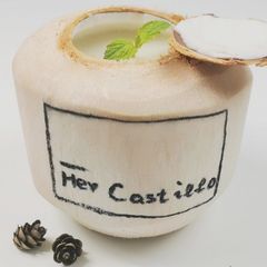 A picture of Coconut pudding in real coconut.