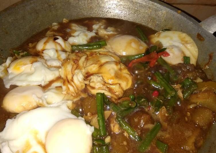 Cara mudah mengolah Oseng kikil kacang panjang with poached egg😃 Anti Gagal