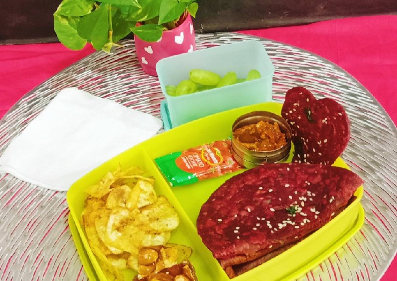 Healthy Beetroot Thepla and Raw Banana Wafers