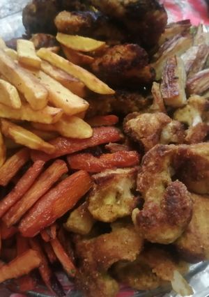 عکسی از دستور دیس خوشمزه سبزیجات و مرغ