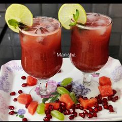 A picture of Watermelon Pomegranate Grapes Mocktail.