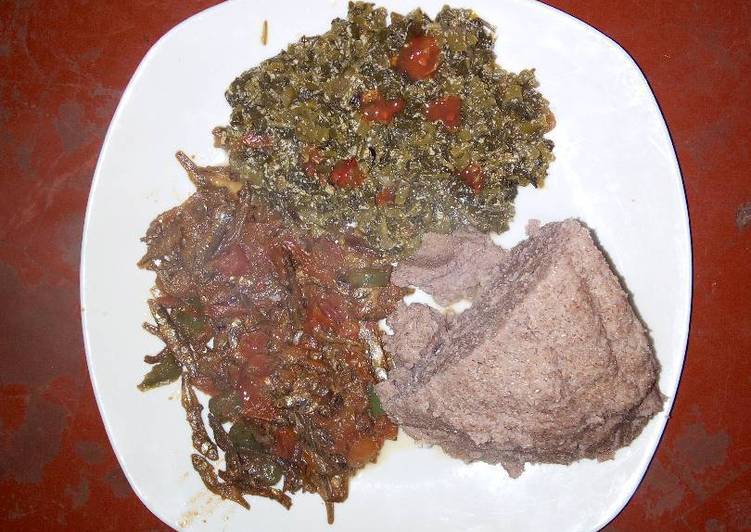Easiest Way to Prepare Speedy Fried Omena, Kienyeji and brown Ugali