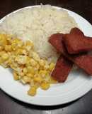 Arroz de Cebollas, Maíz con Huevos y Jamonillas