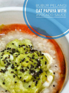 Foto resep Bubur pelangi (oat papaya with avocado sauce) mpasi 8m+